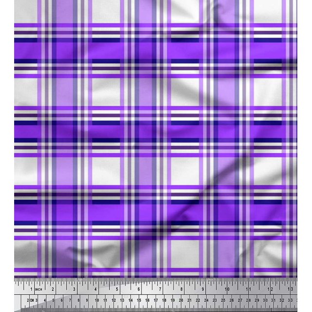 Soimoi Poly Georgette Fabric Gingham Check Print Fabric by the Yard 52 Inch Wide