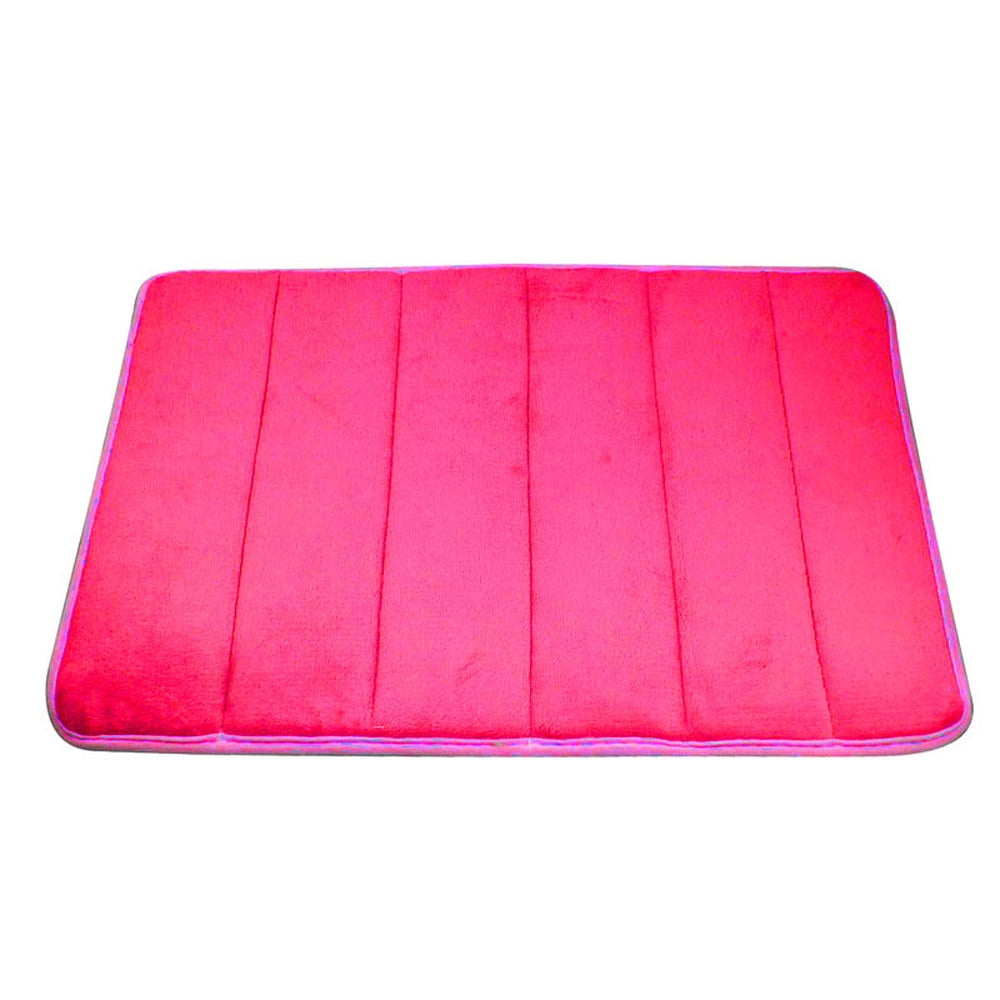 24x15.7 Inch Memory Foam Bath Mat, Coral Fleece Vertical Rugs Carpet Floor Mats, Soft Absorbent Non-Slip Bathroom Mat for Shower Sink Tub