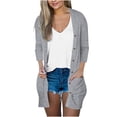thumbnail image 1 of Womens Soft Button Down Cardigan Long Sleeve Light Weight Shirts Jacket Comfy Loose Fall Lounge Wear Tops Gray, 3XL, 1 of 7