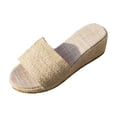 thumbnail image 1 of DAFEI Tassel Trim Sandals with Woven Straps Platform Wedge Heel Rope Sole Boho Toe Ring Slip On Sandals for Summer, 1 of 8