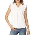 thumbnail image 1 of INSPIRE CHIC Women's Ruffled Sleeveless Pullover V- Neck Work Blouses Tops XL White, 1 of 8
