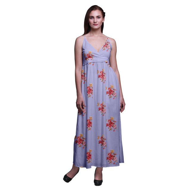 Bimba Robe Longue Chic à Imprimé Floral pour Femme, Style Bohème, Maxi d'Été, Tenue de Plage - Grand