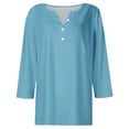 thumbnail image 4 of Timegard Tops for Women Long Sleeve Notched V-Neck Button Shirts Solid Color Fall Casual Loose Comfy Tops, 4 of 5
