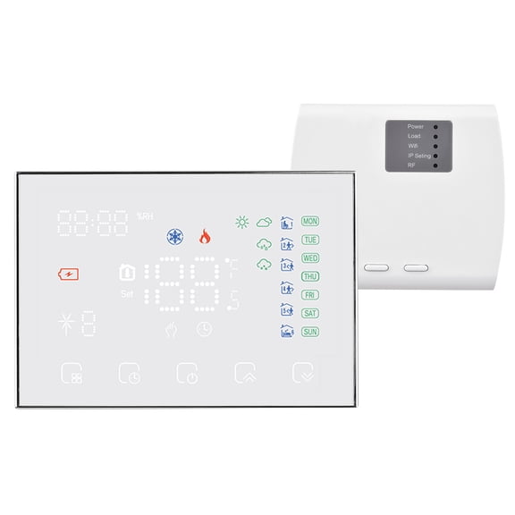 Thermostat Numérique Intelligent Programmable Contrôleur de Température Ambiante avec Écran Tactile LED, Compatible avec Google Home Alexa pour Marché Domestique, Usine, École, Bureau, Hôtel, Chauffage de Chaudière à Gaz