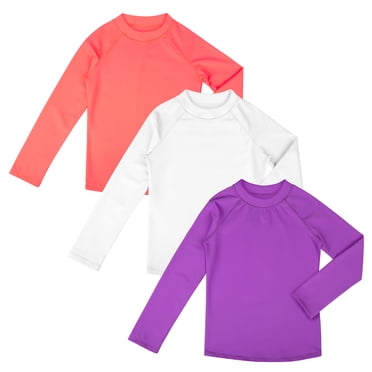 BIG ELEPHANT 3 Pack Kids Rash Guard Swim Shirt UPF 84+ Long Sleeve Rashguard Swimwear Surf Tops Sun Protection for Boys Girls