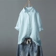 thumbnail image 1 of BVOFAR Women's Cotton Linen Button Down Shirts Summer Solid Color Blouses Trendy Casual 3/4 Sleeve Tops Ruffle Hem Plus Size T-Shirts, 1 of 6