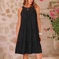 thumbnail image 2 of Penkiiy Robe d'Été Sans Manches pour Femmes, Dos Nu, Décontractée, Ligne A, à Volants, Robe de Plage, Vacances, Mini Robe, S Noir, 2 of 9