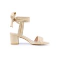 thumbnail image 3 of BLISSFUL STEP Women's Open Toe Ankle Tie Back Block Heels Sandals Beige (Size 9.5), 3 of 7