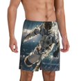 thumbnail image 2 of Lsque Shorts de Pyjama pour Hommes Terrain de Soccer Astronaute, Pantalon de Pyjama Court, Coton Ultra-Doux Tricoté-Petit, 2 of 6