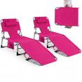 thumbnail image 1 of Gymax Chaise Longue de Plage Pliante - Ensemble de 2, Rose, 1 of 10