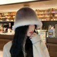 thumbnail image 4 of Women Winter Hat Contrast Gradient Color Fuzzy Cozy Plush Anti-slip Decorative Thick Windproof Cold Resistant Basin Hat Travel Cap, 4 of 10