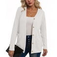 thumbnail image 2 of HAiming Womens Knit Cardigan Long Sleeve Button down V Neck Solid Color Lightweight Sweaters with Pockets, 2 of 4