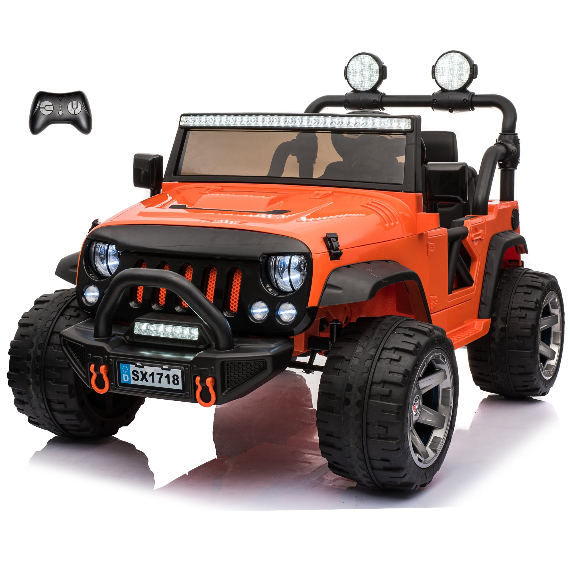 VOLTZ TOYS 2 Seater Ride On Car, 12V Electric Car for Kids, Electrical Jeep with 2 Seats, Full LED Lights, Parental Remote Control, MP3 Player (Orange)