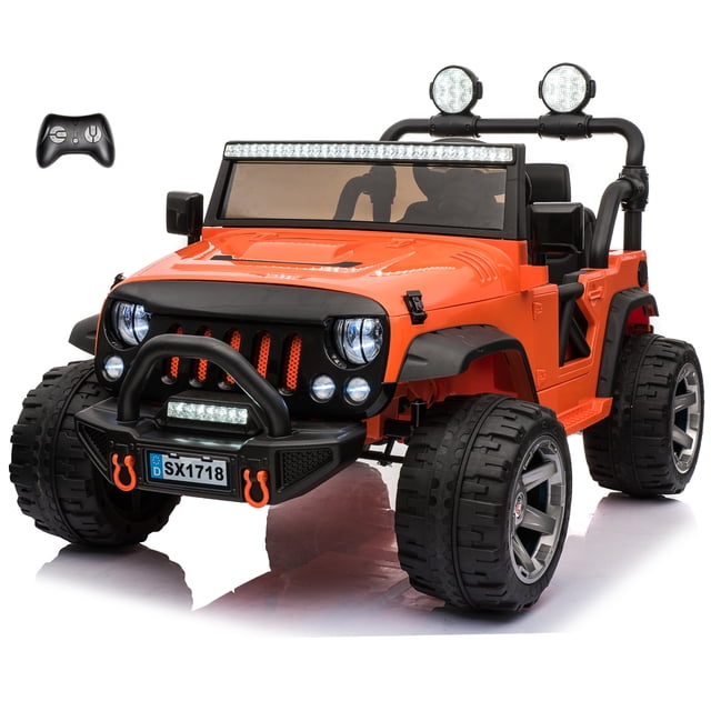 VOLTZ TOYS 2 Seater Ride On Car, 12V Electric Car for Kids, Electrical Jeep with 2 Seats, Full LED Lights, Parental Remote Control, MP3 Player (Orange)