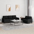 thumbnail image 1 of vidaXL 2 Piece Sofa Set with Cushions Black Fabric, 1 of 4
