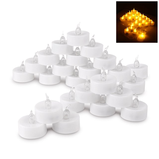SHOWERORO 24Set Flameless Flickering Candles Warm White Plastic For Birthdays