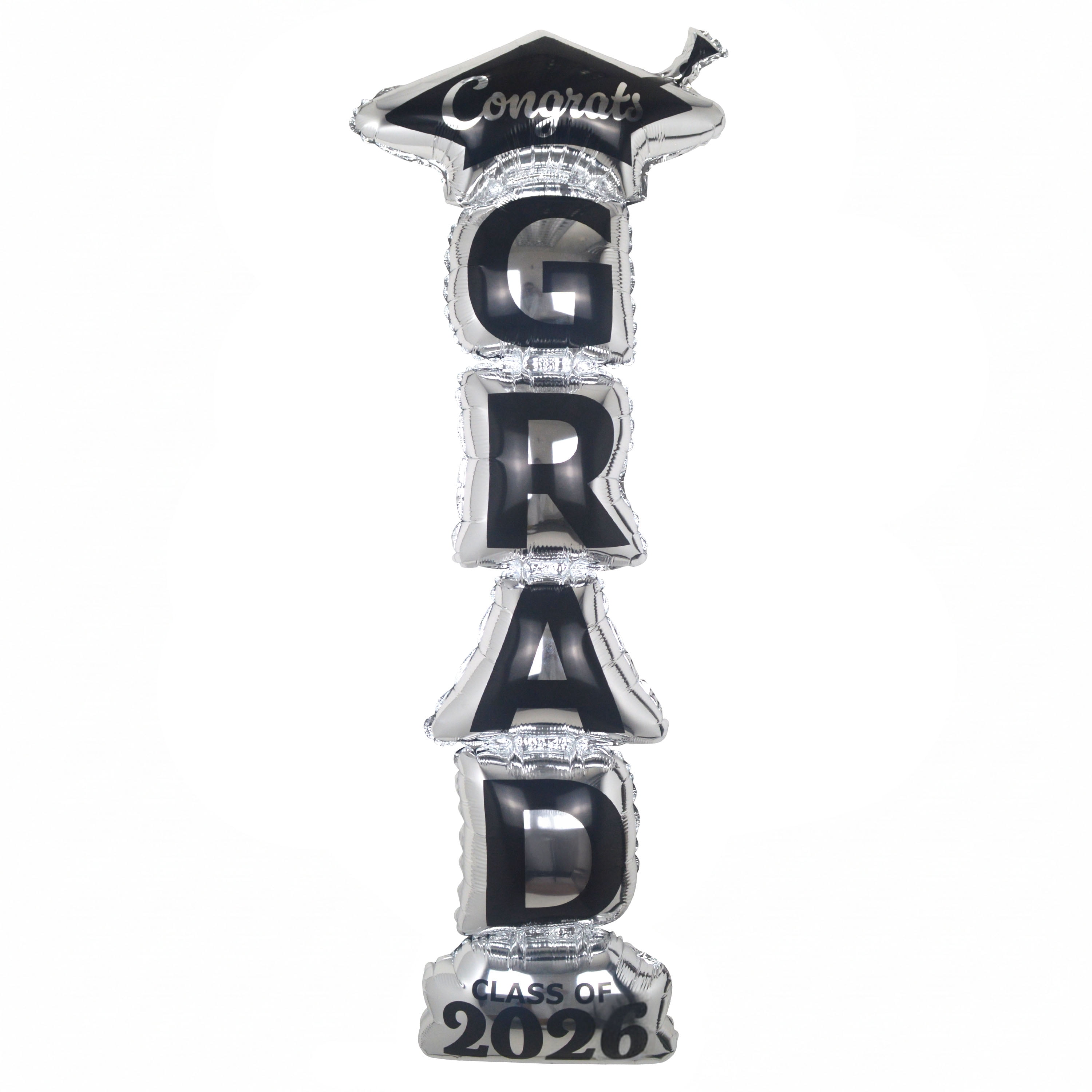 Ballon de remise de diplôme noir et argent (1 unité), 116 cm, nylon, adulte, décoration, remise de diplôme, marque Way To Celebrate
