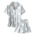 thumbnail image 4 of Pyjama Imprimé pour Filles, Manches Courtes, Haut à Boutons et Shorts, Ensemble de Pyjama pour la Maison, 4 of 4