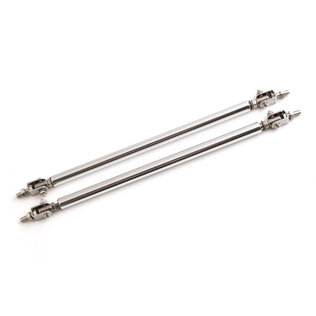 Graflsoa Tringles de Support en Fibre de Carbone Réglables avec Joints en Acier Inoxydable - Paire Argent 200mm pour Renforcement Amélioré du Pare-Chocs