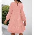 thumbnail image 2 of Femmes Robe Décontractée, Robe à Col Rond Manches Bouffantes Confortable Fluide Respirant Léger pour Bureau pour Dame pour les Vacances Rose, Noir, Mandarine, 2 of 6
