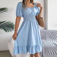 thumbnail image 4 of HomeGardon Liquidation de Robes d'Été! Robes pour Femmes 2025, Robe d'Été Décontractée pour Femme à Manches Courtes, Taille Cintrée, Couleur Unie, P-TG, 4 of 9