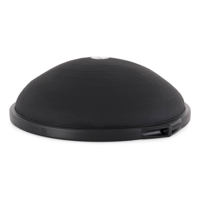 BOSU 26" Pro Balance Trainer, Half Ball Multifunctional Home and Gym Workout Equipment front-facing view of a black 26-inch half-dome seated on a wide patented non-slip base; inflated height 10 inches, textured latex-free, burst-resistant dome, commercial design supports up to 350 lb. Includes hand pump and downloadable guides; ideal for balance, core conditioning and plyometric drills and often used as a Pilates stability prop.