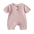 thumbnail image 1 of Baby Boys Girls Romper Ribbed Short Sleeve Knit Cotton One Piece Jumpsuit, 1 of 6