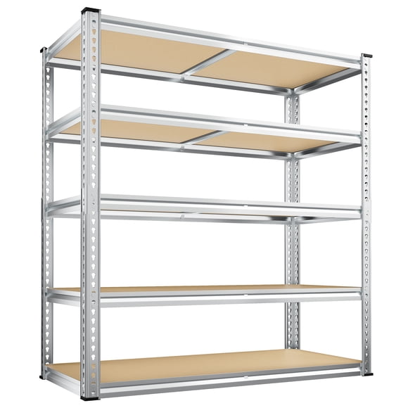 Exenoray 5 Tier Storage Shelving Unit, 19.7"D x 40"W x 72"H Adjustable Heavy Duty Garage Shelves, 2520lbs Capacity for Kitchen Pantry Basement, Galvanization Process White