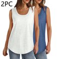thumbnail image 2 of Plebaso Débardeurs 2025 pour Femmes, Lot de 2, Col Rond, Sans Manches, Chandails Décontractés Amples d'Été, Tuniques Basiques, 2 of 7