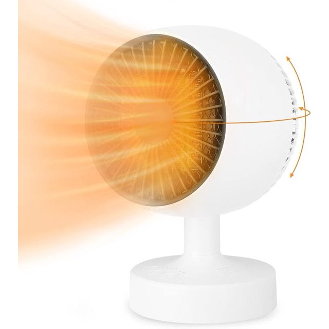 Chauffage Électrique Ventilateur 500W PTC, Réglage 120° Haut et Bas + Réglage 160° Gauche/droite, 3 Modes de Chauffage