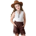 thumbnail image 2 of RIJOPUTY Shorts de Soccer pour Filles 10-12 Shorts de Danse Jeans Évasés pour Ados Shorts à Carreaux Rouges Shorts d'Entraînement Sans Coutures, Brun 9-10 Ans, 2 of 4