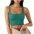 thumbnail image 2 of asjyhkr Crop Tank Tops for Women Ribbed Knit Square Neck Sleeveless Slim Fitting T Shirts Summer Basic Tees, 2 of 6