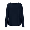 thumbnail image 3 of RXIRUCGD Haut Décontracté à Col Rond à Manches Longues pour Femme, Bleu Marine, Taille : L, 3 of 5