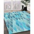 thumbnail image 3 of Ahgly Company Tapis de Zone Rond d'Intérieur Lavable à la Machine, Transitionnel, Bleu Ara Bleu Vert, 3 Pieds Rond, 3 of 7