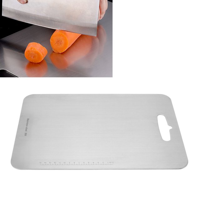 Planche à Découper Double Face en Acier Inoxydable 304 Nettoyage Facile pour la Cuisine M