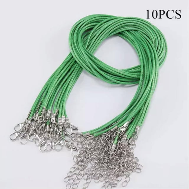CHUANK 10Pcs Leather Wax String Lobster Clasp Chain Pendant Necklace Rope Cords DIY 2MM-coffee-2mm