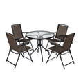 thumbnail image 2 of Costway 5PCS Outdoor Bistro Set Glass Table Patio Furniture W/ 4 Adjustable Chairs, 2 of 10