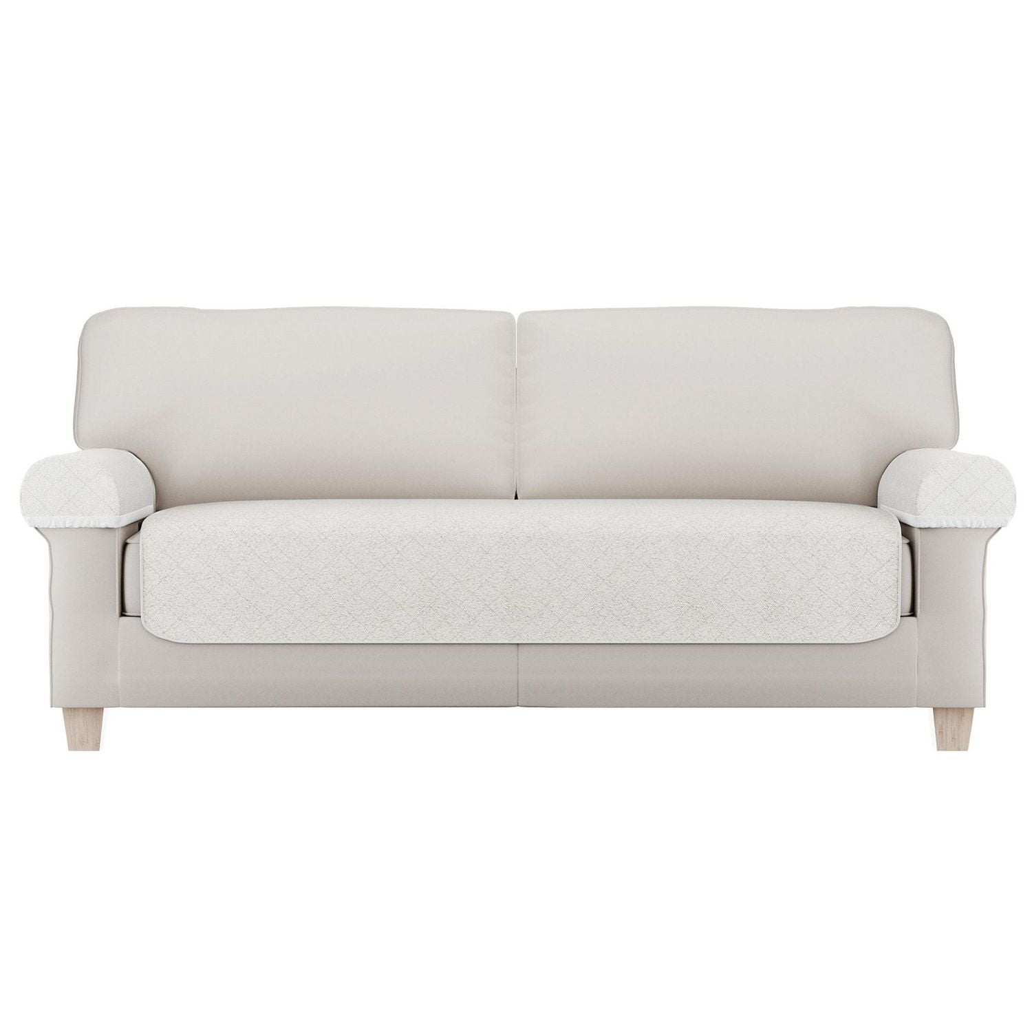 Housse de sofa en tissu faux sherpa imperméable SmartFit, housse de mobilier en 3 pièces, pour chiens et autres animaux de compagnie, Creme