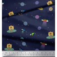 thumbnail image 2 of Soimoi Georgette Viscose Fabric Planet,Animal & Spaceship Cartoon Print Fabric by Yard 42 Inch Wide, 2 of 3