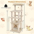 thumbnail image 3 of Costway Large Multi-level Cat Tree 58" Tall Cat Tower with Swaying Aerial Condo Perch Bed Beige, 3 of 10