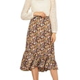 thumbnail image 1 of Unique Bargains Women's Floral Elastic Waist Ruffle High Low Hem Skirts, 1 of 7