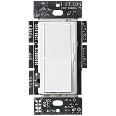 Lutron Diva C.L Dimmer for Dimmable LED, Halogen and Incandescent Bulbs, Single-Pole or 3-Way, DVCL-153P-WH, White