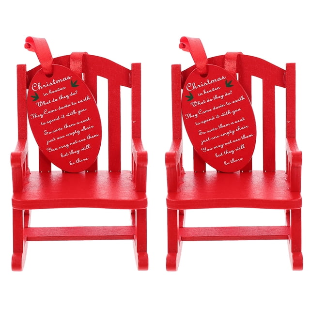 KAKOWELY 2pcs Wooden Chair Hanging Ornament DIY Home Decor Mini Rocking Chair Pendant,3.35X"X3.15"X2.76"