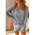thumbnail image 1 of Haut Henley en Tricot Gaufré Gris pour Femmes, 1 of 18