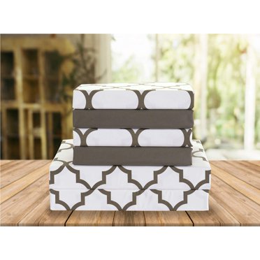 Elegant Comfort Draps de Lit Doux de Luxe Motif Quatrefoil 1500 Fils Percale Qualité Égyptienne Douceur Résistant aux Plis et à la Décoloration (Ensemble de Literie 6 Pcs), Très Grand, Blanc