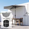 thumbnail image 3 of Outsunny 9ft Half Patio Umbrella Outdoor with Solar LED Lights, Dark Grey, 3 of 9