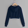 thumbnail image 3 of ORUYROP Sweat à Capuche Court à Manches Longues Zippé Rayé pour Femmes, Veste Décontractée à Cordon de Serrage, 3 of 5