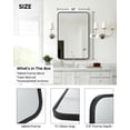 thumbnail image 3 of TROPOW Miroir de Salle de Bain, Miroir Encadré en Métal Noir Mat, Design Élégant à Coins Arrondis, Miroir de Meuble-Lavabo Polyvalent pour Salle de Bain, à Suspendre Horizontalement Ou Verticalement, 24x36 Pouces, 3 of 7