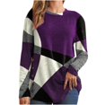 thumbnail image 2 of Jsaierl Hauts à Manches Longues pour Femmes 2024 Automne Hiver Col Rond Mode Blocs de Couleur Chemises Grande Taille Chaudes pour Sortir avec Boutons, 2 of 5