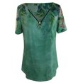 thumbnail image 4 of Fridja T-shirt à Manches Courtes Ample Col en V Imprimé Rétro à Fermeture Éclair pour Femmes Été, 4 of 5